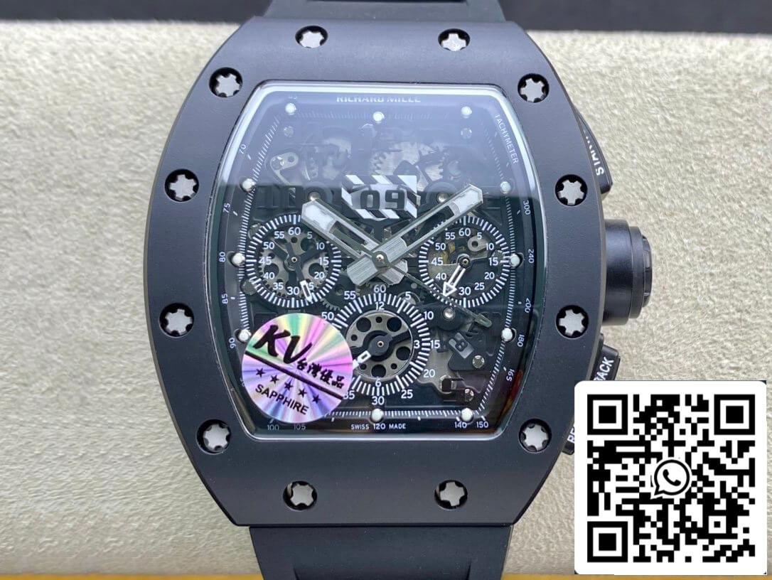 Richard Mille RM011 1:1 Meilleure édition KV Factory Boîtier noir en céramique