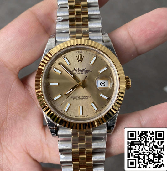 Rolex Datejust M126333-0010 41MM 1:1 Melhor Edição VS Fábrica Moldura Dourada