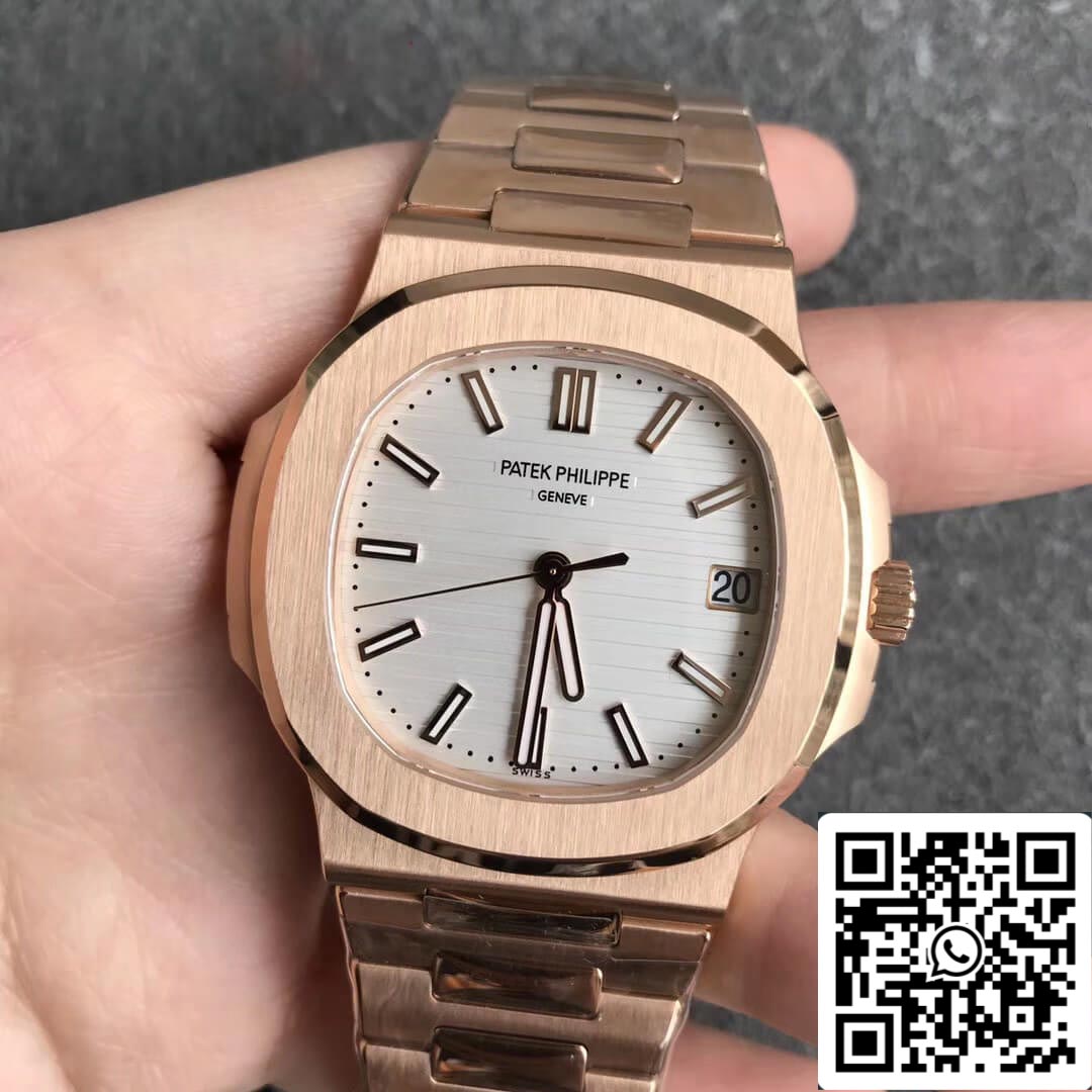 Patek Philippe Nautilus 5711/1R-001 1:1 Meilleure édition PPF Factory V4 Or rose Cadran blanc Suisse ETA324