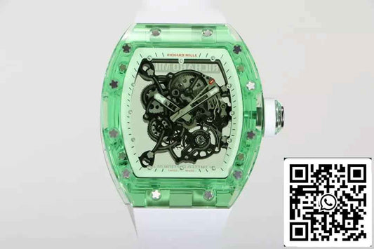 Réplique Richard Mille RM055 Meilleure édition 1:1 RM Factory Green Transparent Case