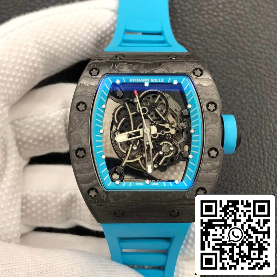 Richard Mille RM055 1:1 Melhor Edição ZF Factory Pulseira de Borracha Azul