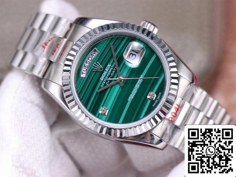 Rolex Day Date President 18038 1:1 Meilleure édition Cadran diamant vert malachite Mouvement suisse