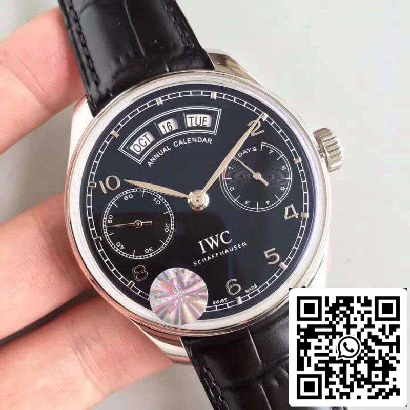 IWC Portugieser Calendario Anual IW503502 YL Factory 1:1 Mejor Edición Suizo ETA52850 Esfera Negra