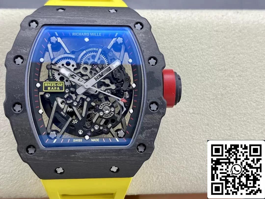 Richard Mille RM35-02 1:1 Best Edition T+ Factory NTPT Carbon Fiber Yellow Strap