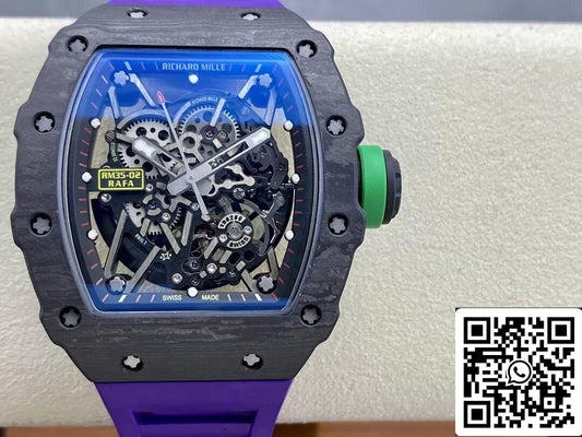 Richard Mille RM35-02 1:1 Melhor Edição T+ Factory NTPT Pulseira Roxa de Fibra de Carbono