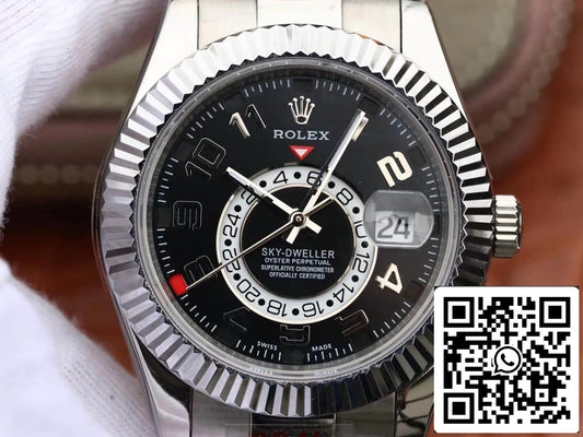 Rolex Sky Dweller 326939 Meilleure édition 1:1 Noob Factory Cadran noir et argent