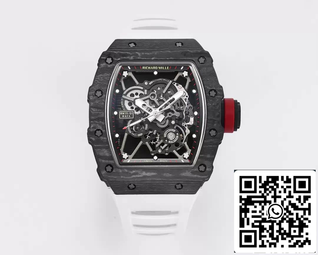 Richard Mille RM35-01 1:1 Meilleure édition BBR Factory Bracelet en caoutchouc blanc