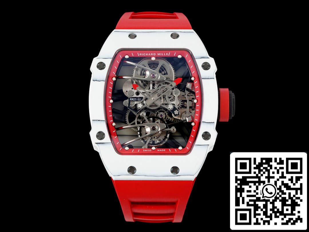 Richard Mille RM27-02 Rafael Nadal Tourbillon 1:1 Meilleure édition RM Factory Bracelet en caoutchouc rouge