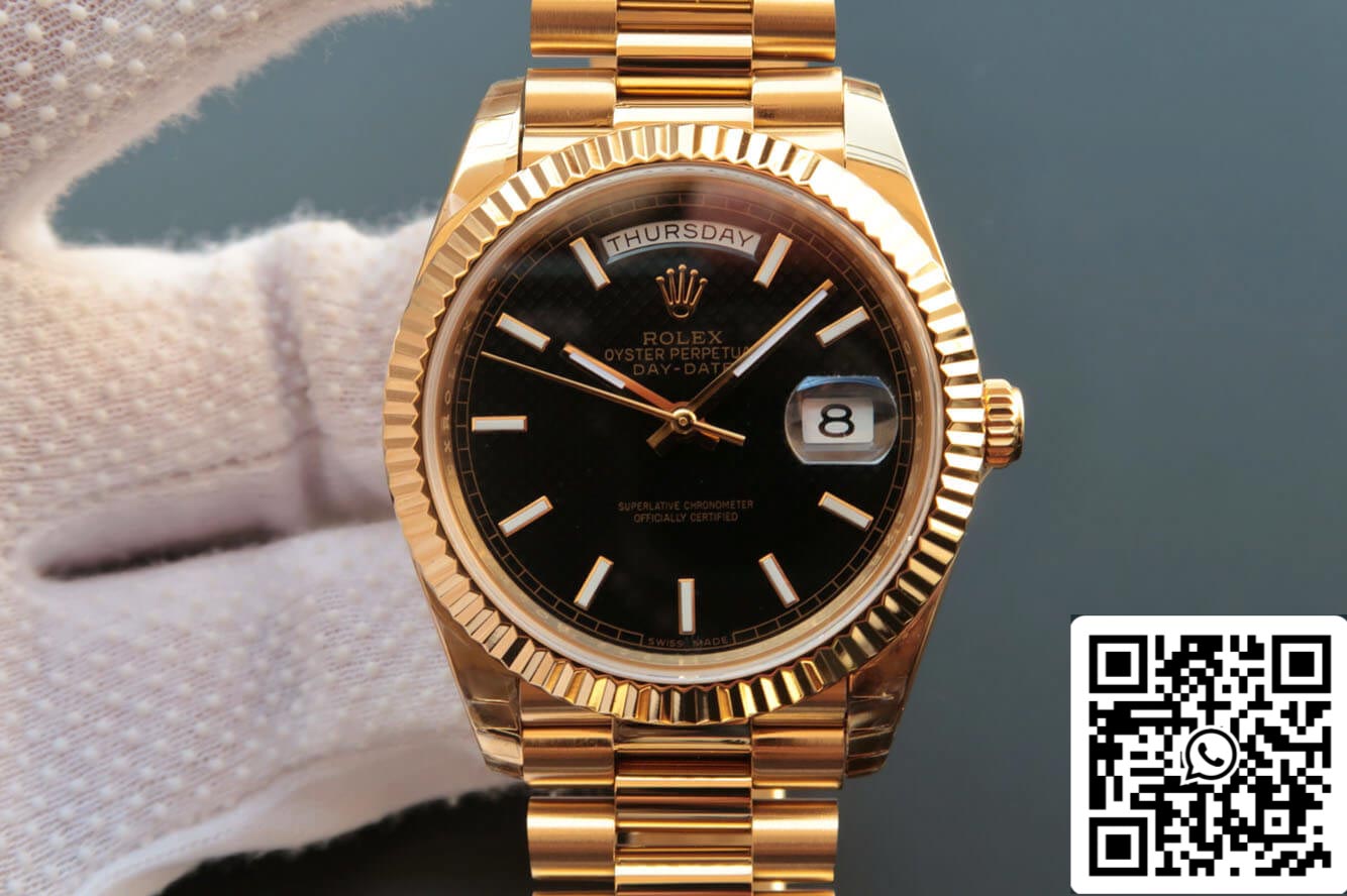 Rolex Day Date M228238-0004 1:1 Melhor Edição EW Factory Mostrador Preto