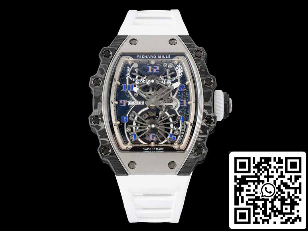 Richard Mille RM21-01 1:1 Meilleure édition RM Factory Tourbillon Lunette en fibre de carbone