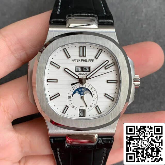 Patek Philippe Nautilus 5726/1A-014 1:1 Meilleure édition GR Factory Bracelet en cuir bleu