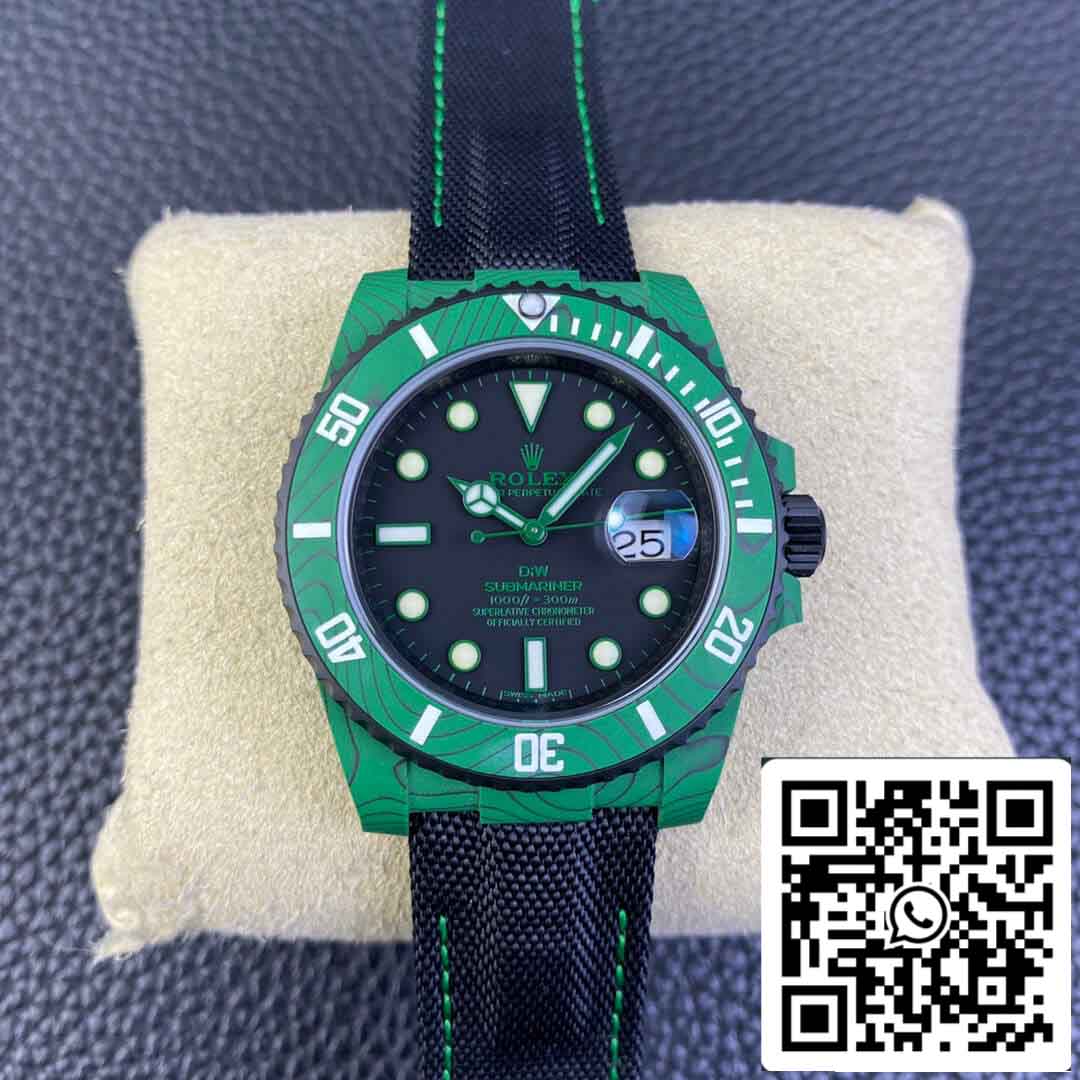 Réplica Rolex Submariner VS Fábrica Verde Moldura De Fibra De Carbono