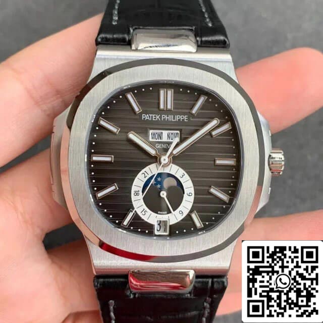 Patek Philippe Nautilus 5726/1A-014 1:1 Meilleure édition GR Factory Bracelet en cuir bleu