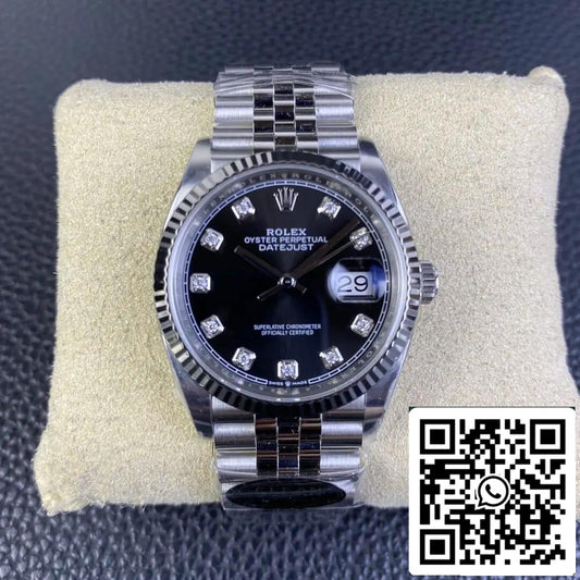 Rolex Datejust M126234-0027 36MM 1:1 Melhor Edição Clean Factory Mostrador Preto