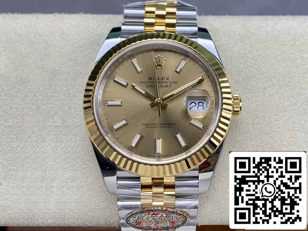 Rolex Datejust 41MM M126333-0010 1:1 Melhor Edição Clean Factory Mostrador Champagne