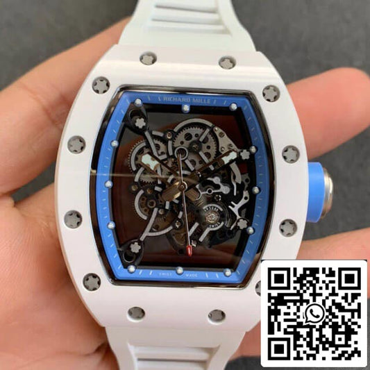 Richard Mille RM055 1:1 Meilleure édition KV Factory V2 Bracelet blanc