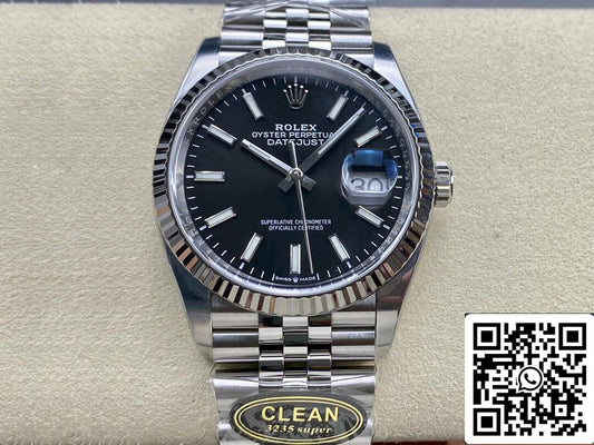 Rolex Datejust M126234-0015 36MM 1:1 Best Edition Clean Factory schwarzes Zifferblatt