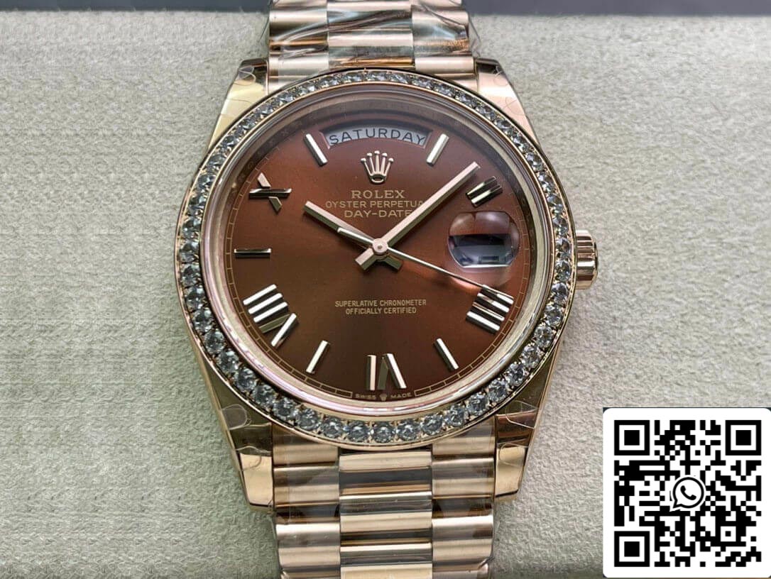 Rolex Day Date M228345RBR-0009 1:1 Melhor Edição EW Factory Mostrador Marrom