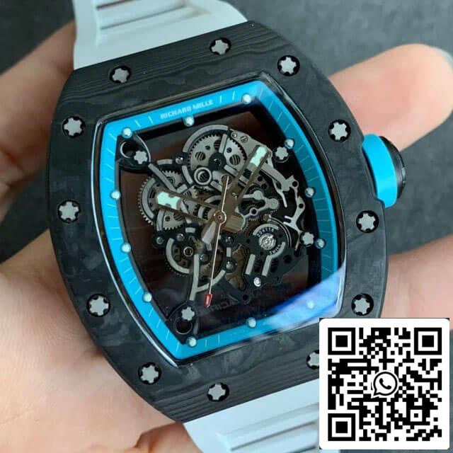 Richard Mille RM055 1:1 Best Edition KV Factory V2 cinturino in gomma in fibra di carbonio