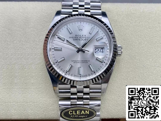 Rolex Datejust M126234-0013 36MM 1:1 Melhor Edição Clean Factory Mostrador prateado