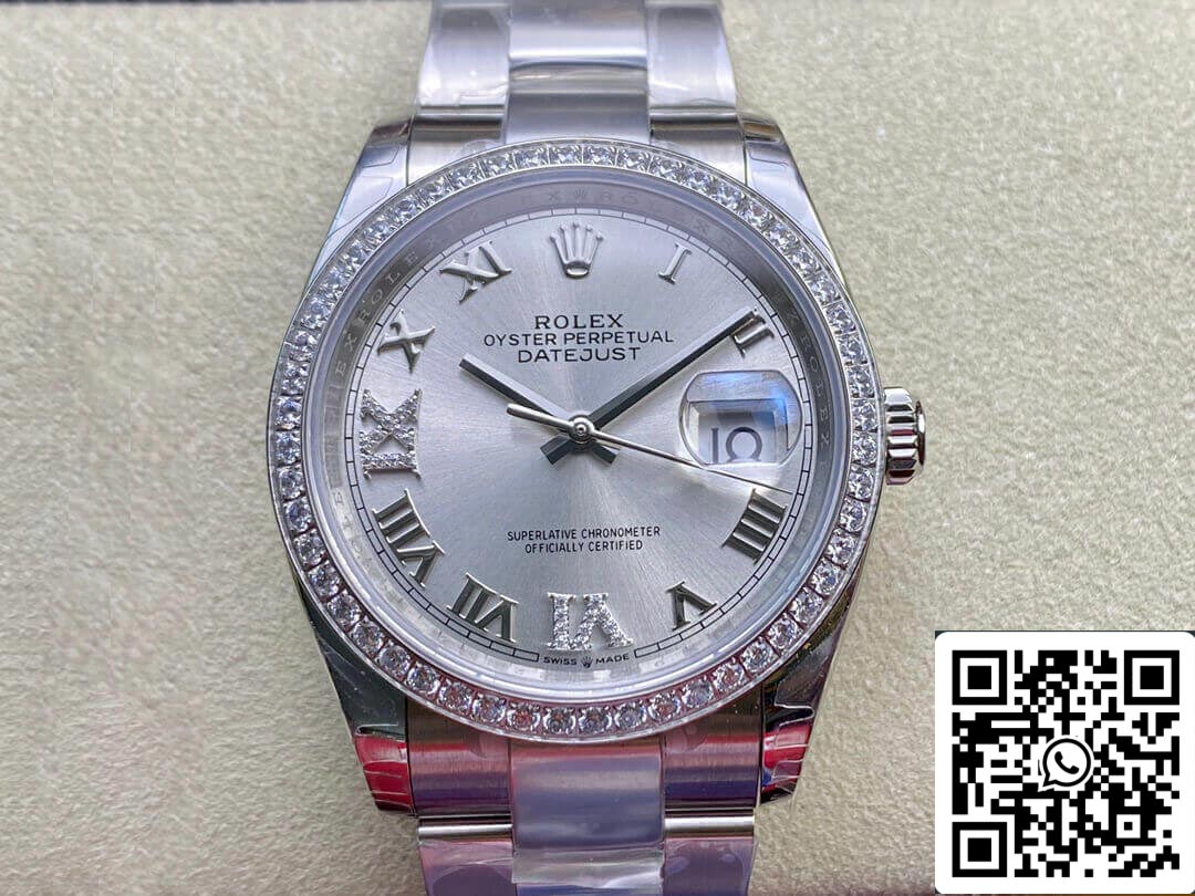 Rolex Datejust M126284RBR-0022 1:1 Melhor Edição EW Factory Mostrador Prateado