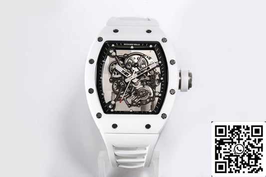 Richard Mille RM-055 1:1 Meilleure édition BBR Factory V2 Boîtier en céramique blanche