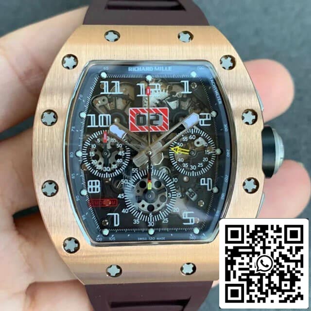 Richard Mille RM011 1:1 Best Edition KV Factory Brown Rubber Strap