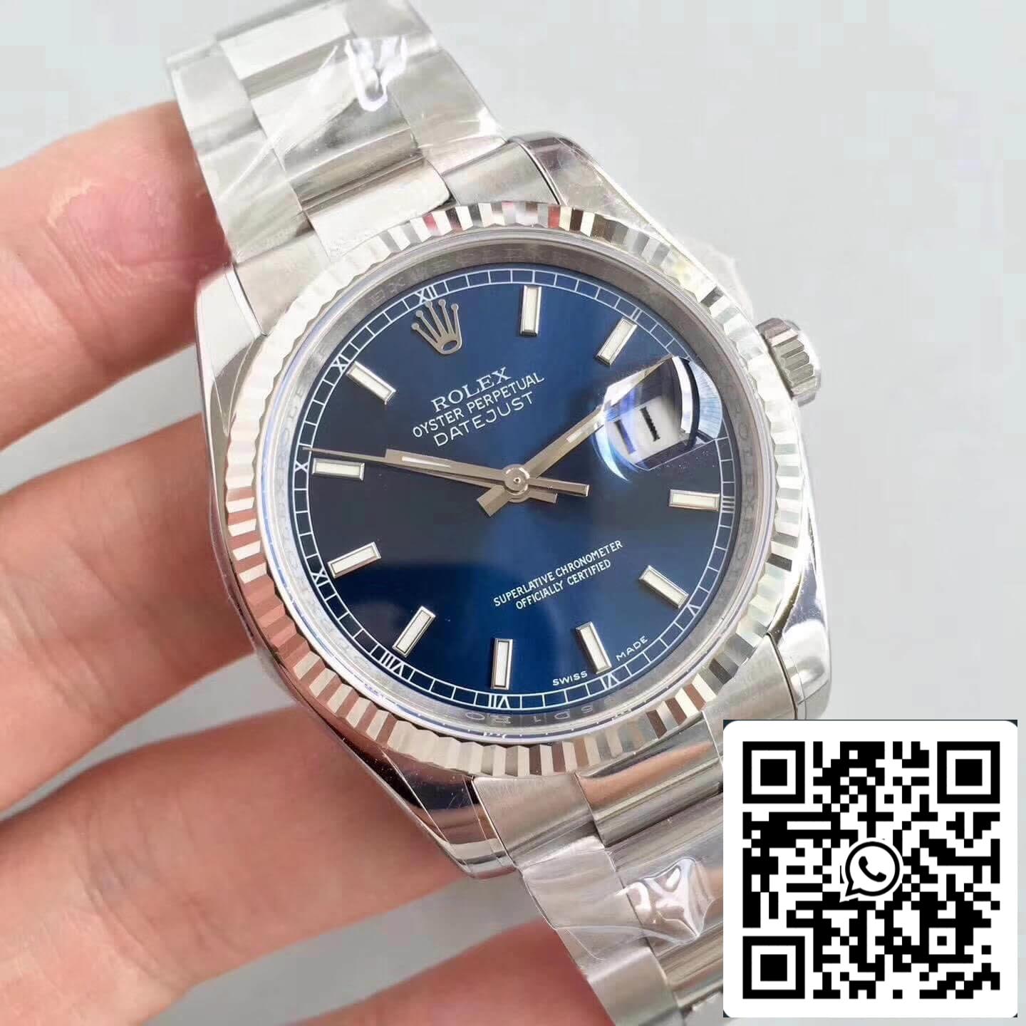 Rolex Datejust 36 mm 116234 AR Factory 1:1 Meilleure édition suisse ETA3135 Marqueur à cadran bleu