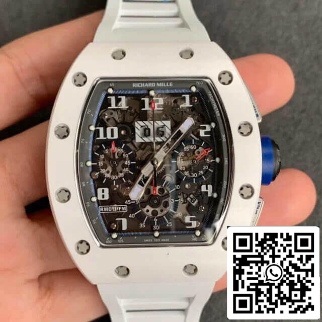 Richard Mille RM-011 Cinturino in caucciù bianco ceramico KV Factory 1: 1 della migliore edizione