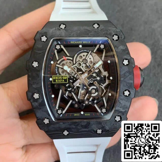 Richard Mille RM35-02 1:1 Best Edition KV Factory V3 Carbon Fiber White Strap