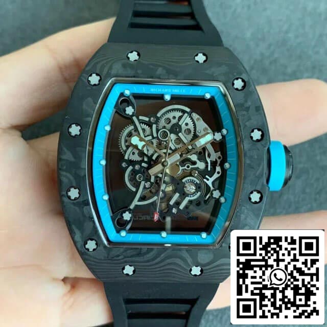 Richard Mille RM055 1:1 Melhor Edição KV Factory V2 Mostrador Esqueleto de Fibra de Carbono