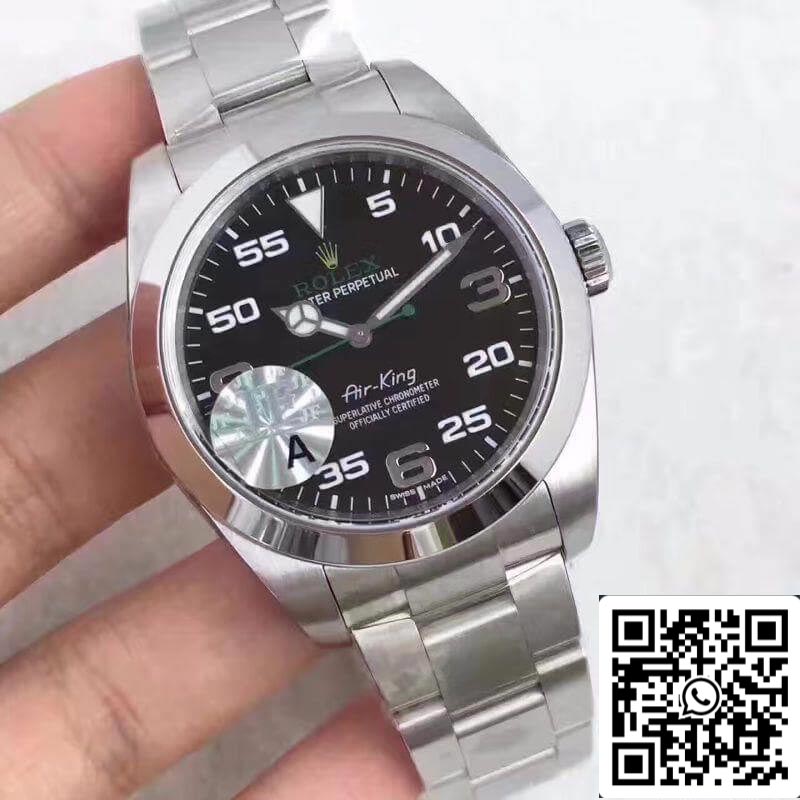 Rolex Air-King 116900 JF Factory 1:1 Melhor Edição Suíça ETA3131 Mostrador Preto