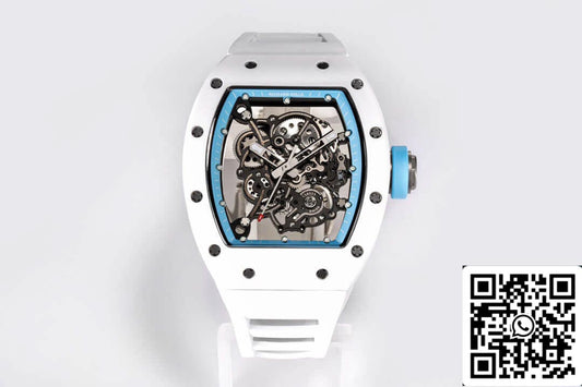 Richard Mille RM-055 1:1 Meilleure édition BBR Factory Boîtier en céramique blanche