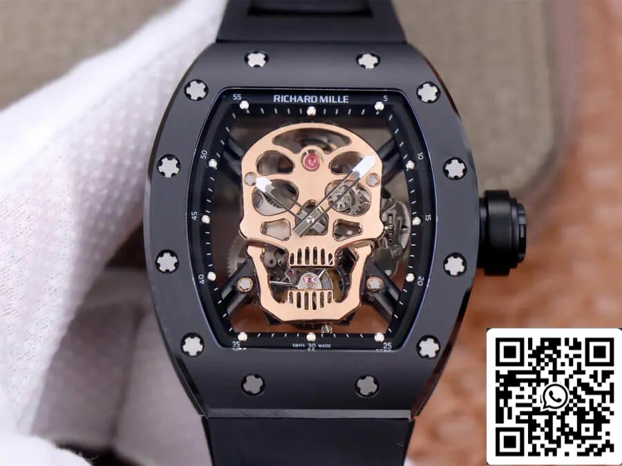 Richard Mille RM52-01 Tourbillon 1:1 Meilleure édition JB Factory Cadran crâne en or rose