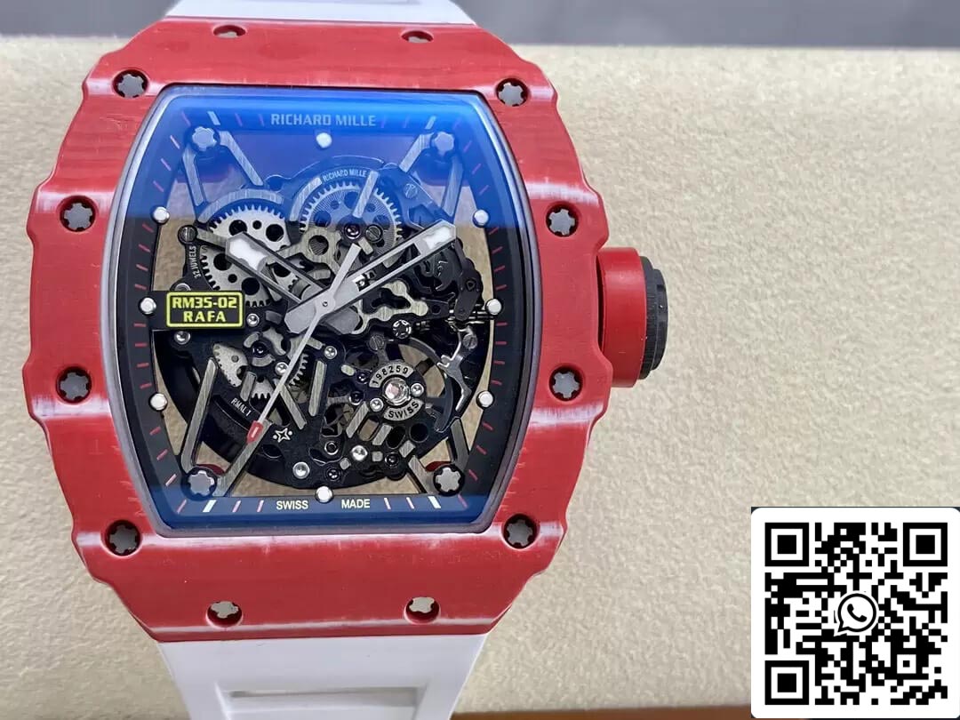 Richard Mille RM35-02 1:1 Meilleure édition T+ Factory NTPT Bracelet blanc en fibre de carbone