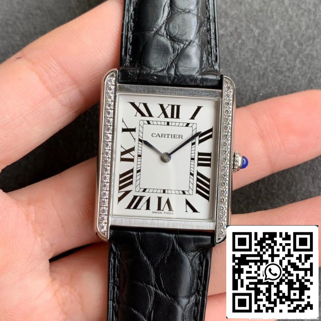 Cartier Tank 1:1 Best Edition K11 Fabrik schwarzes Lederarmband