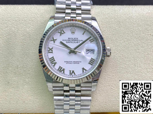 Rolex Datejust M126234-0025 1:1 Melhor Edição EW Factory Mostrador Branco