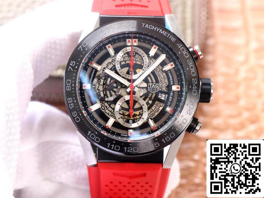 TAG Heuer Carrera CAR2A1Z.FT6050 1:1 Meilleure édition XF Factory Bracelet en caoutchouc rouge