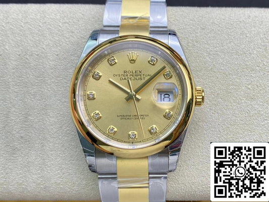 Rolex Datejust M126203-0018 1:1 Melhor Edição EW Factory Mostrador Champagne