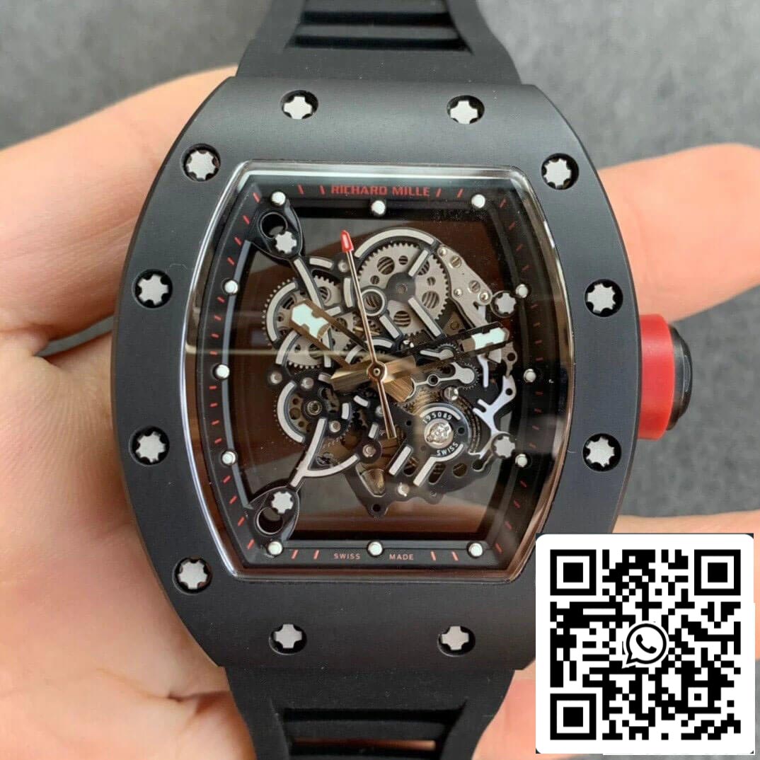 Richard Mille RM055 1:1 Best Edition KV Factory V2 pulseira preta de cerâmica