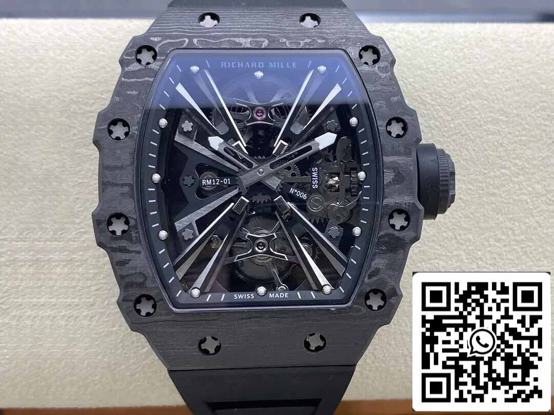 Richard Mille RM12-01 Tourbillon 1:1 Meilleure édition RM Factory Cadran squelette noir