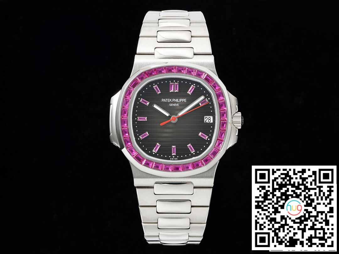 Patek Philippe Nautilus 5711 1: 1 Best Edition GR Factory Quadrante nero con diamanti incastonati