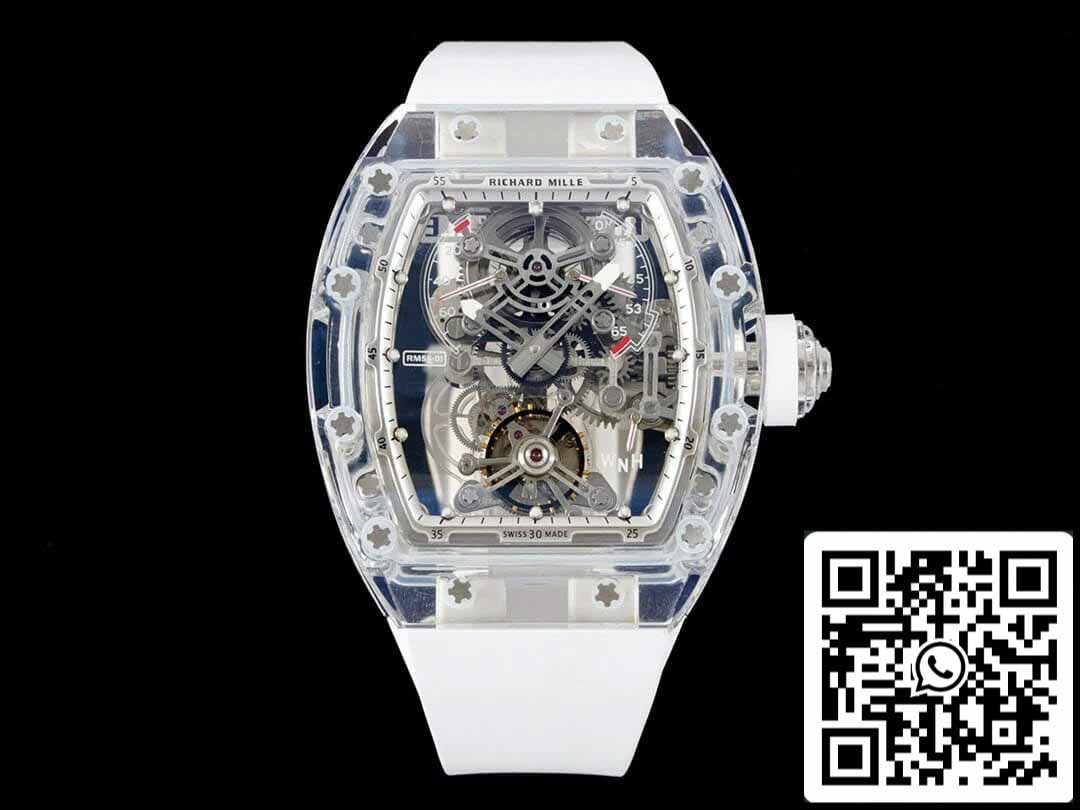 Richard Mille RM 56-01 Tourbillon 1:1 Meilleure édition RM Factory Bracelet en caoutchouc blanc