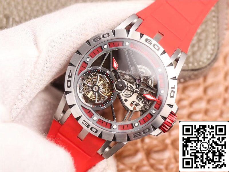 Roger Dubuis Excalibur Spider RDDBEX0572 Tourbillon à vol creux 1:1 meilleure édition JB Factory bracelet rouge suisse RD505SQ