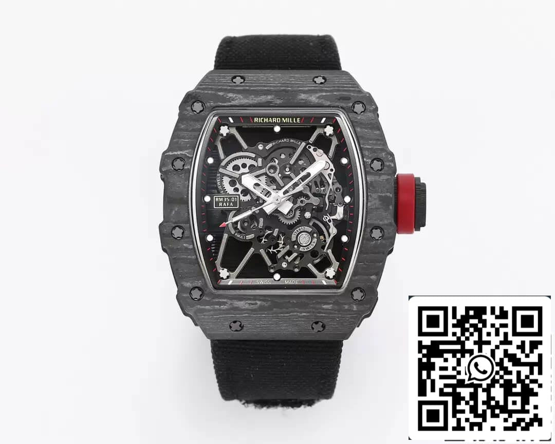 Richard Mille RM35-01 1:1 Meilleure édition BBR Factory Boîtier en fibre de carbone noir