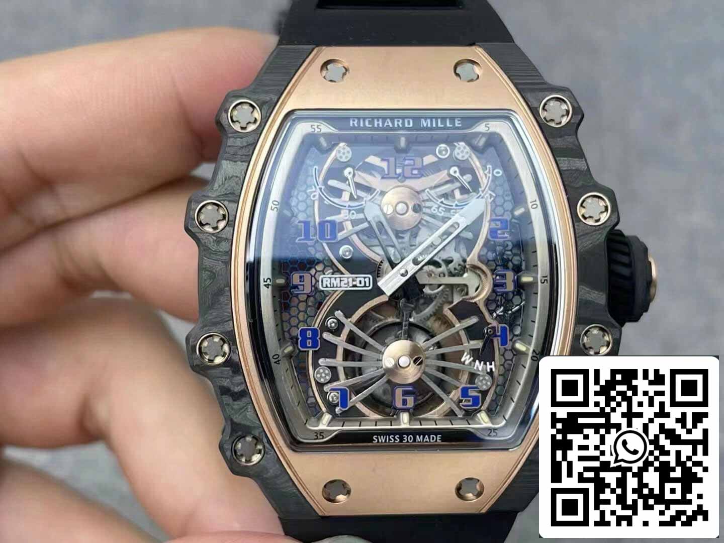 Richard Mille RM21-01 1:1 Meilleure édition RM Factory Tourbillon Cadran Squelette