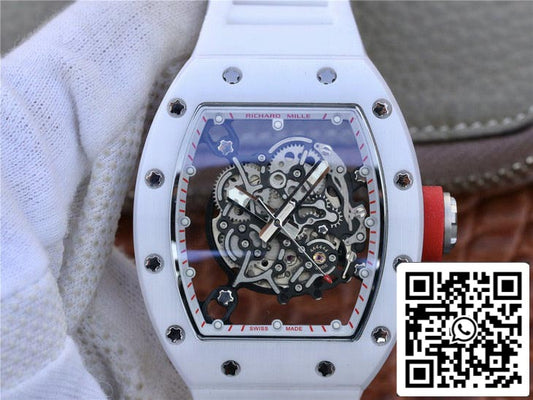 Richard Mille RM055 1:1 Melhor Edição KV Factory pulseira de borracha branca