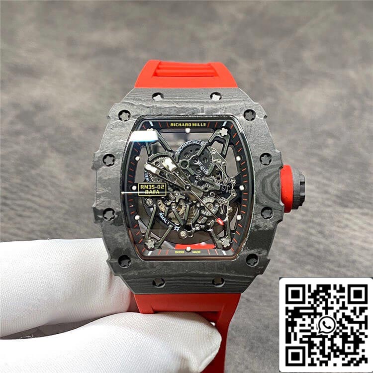 Richard Mille RM35-02 1:1 Meilleure édition KV Factory Bracelet rouge en fibre de carbone