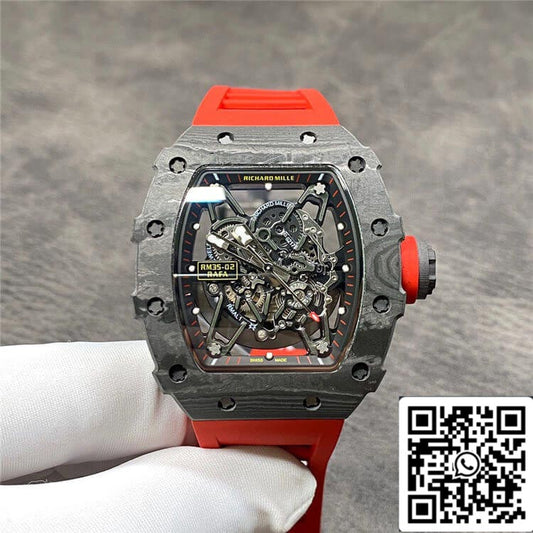 Richard Mille RM35-02 1:1 Best Edition KV Factory Carbon Fiber Red Strap