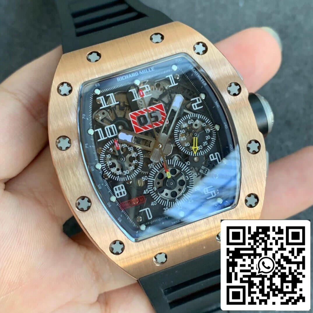 Richard Mille RM11 1:1 Best Edition KV Factory Rose Gold Black Strap